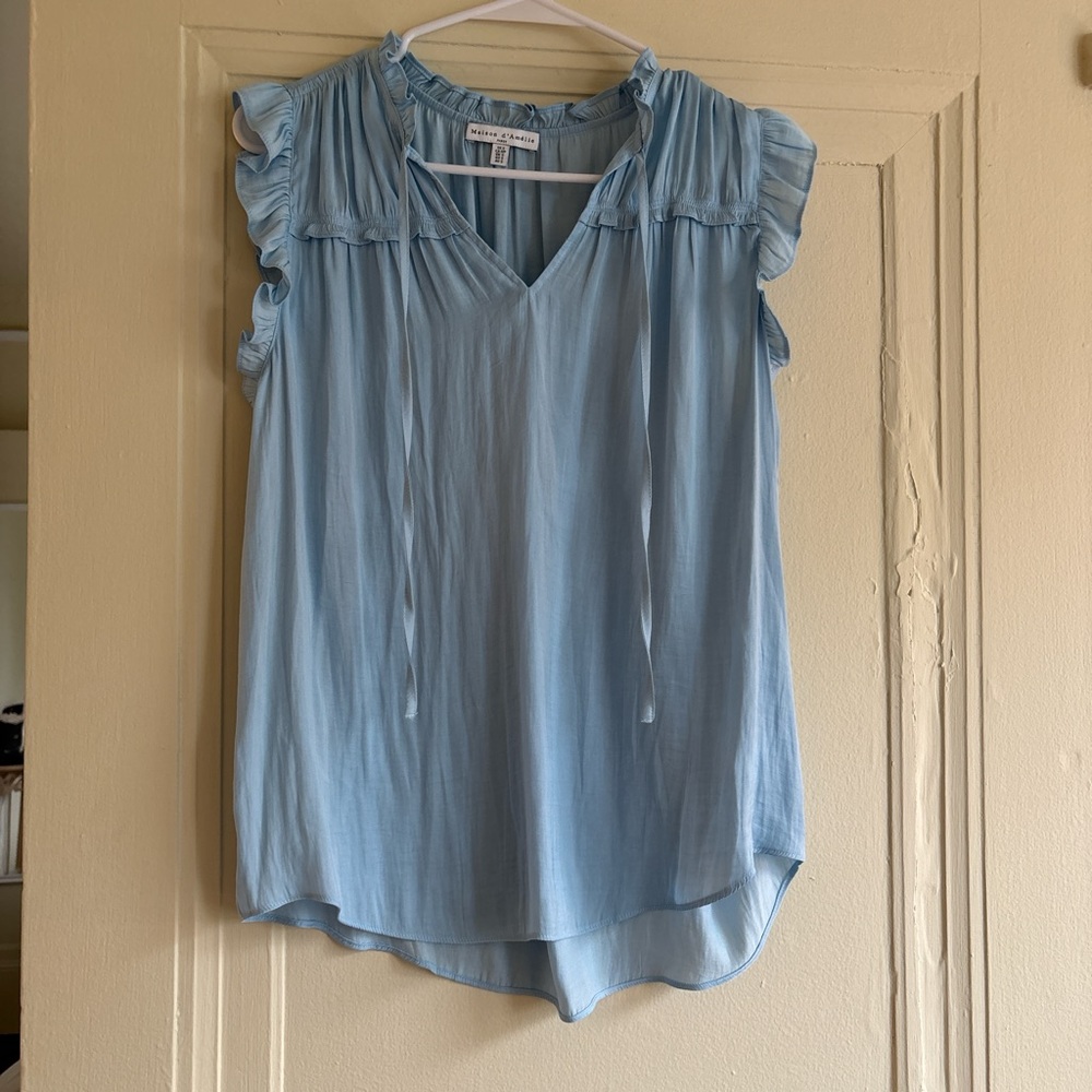 Light Blue Ruffled Women's Top